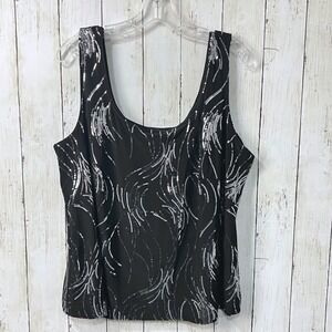 Alex‎ Evenings Women's Black Sequin Tank Top Sleeveless Formal Party Top Size 2X